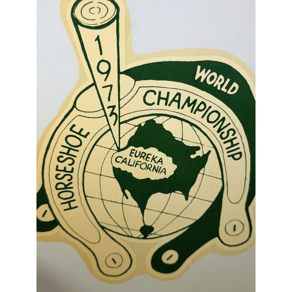 1973 Horseshoe World Championship Eureka CA Vintage Decal Sticker
